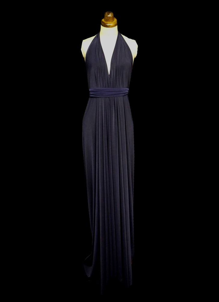 Navy Blue Draped Jersey Goddess Dress