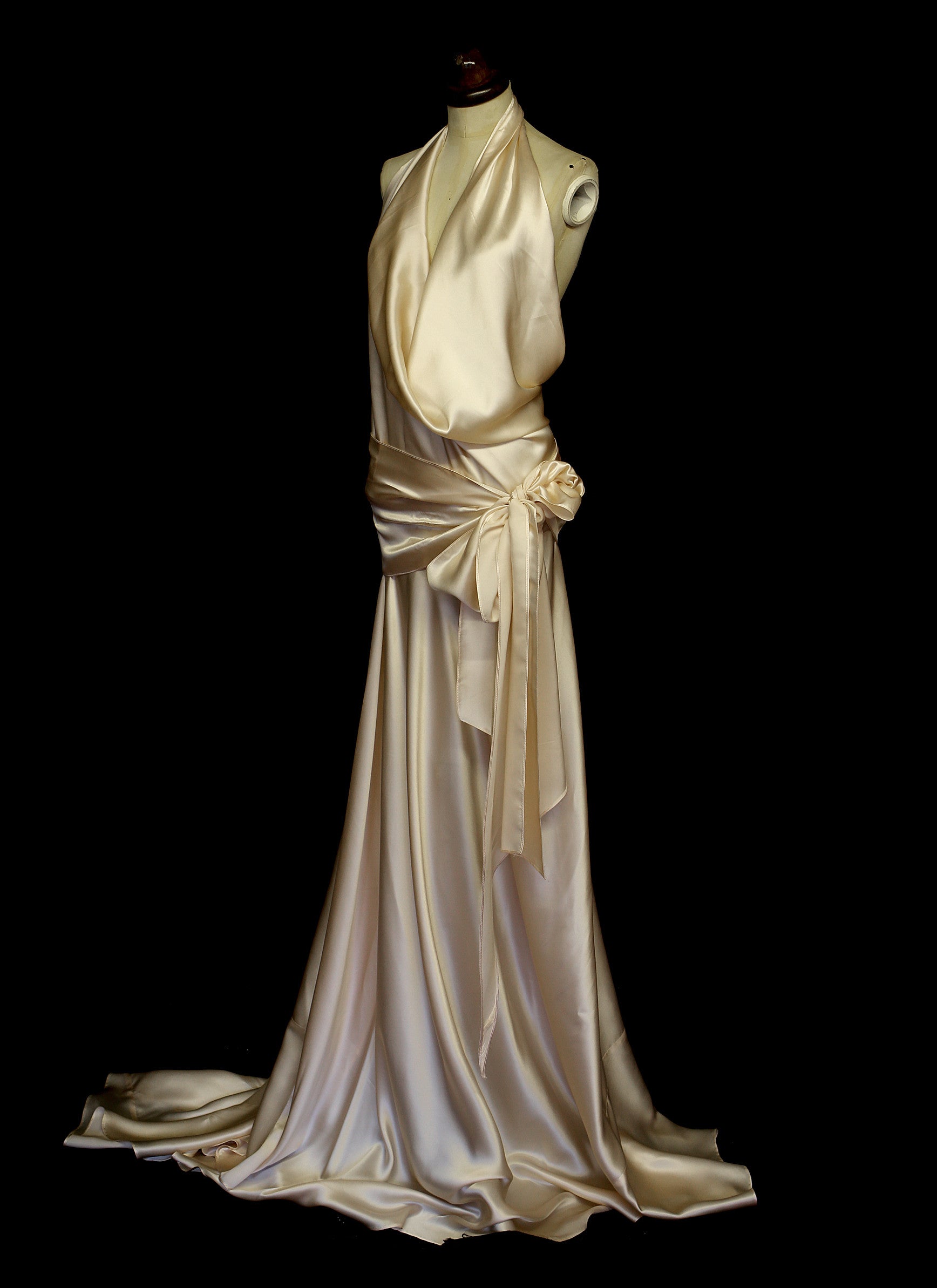 Evelyn - Pink Silk Satin Gown