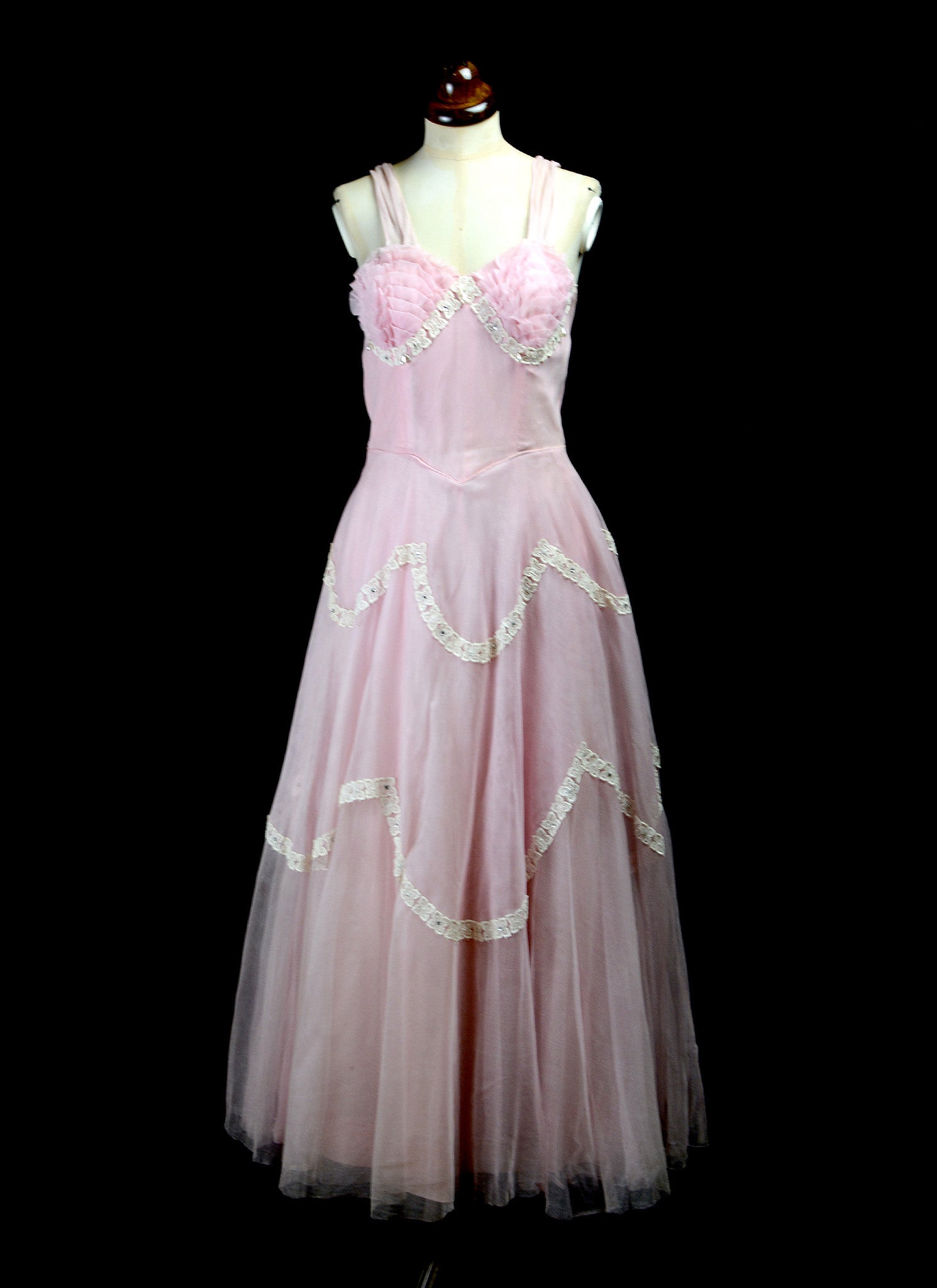 Vintage 1950s Pink Tulle Prom Dress