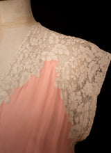 Vintage 1930s Pink Silk Lace Negligee Dress
