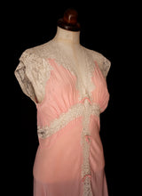 Vintage 1930s Pink Silk Lace Negligee Dress