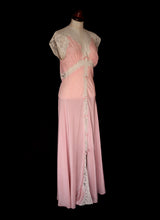 Vintage 1930s Pink Silk Lace Negligee Dress