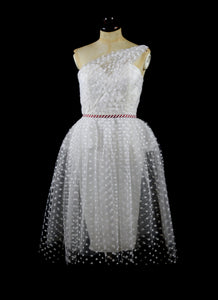 Judy - Hourglass Polkadot Illusion Tulle Short Wedding Dress