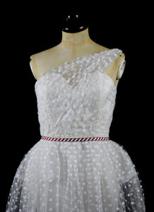 Judy - Hourglass Polkadot Illusion Tulle Short Wedding Dress