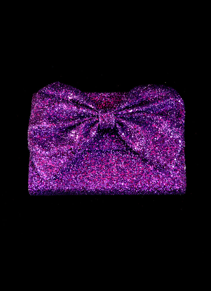 Bag - Violette Glitter Bow Clutch Bag