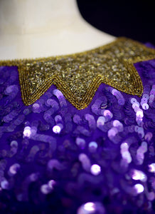 Vintage 1980s Purple Gold Sequin Mini Dress