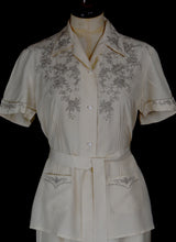 Vintage 1930s Ivory Silk Embroidered Pyjamas