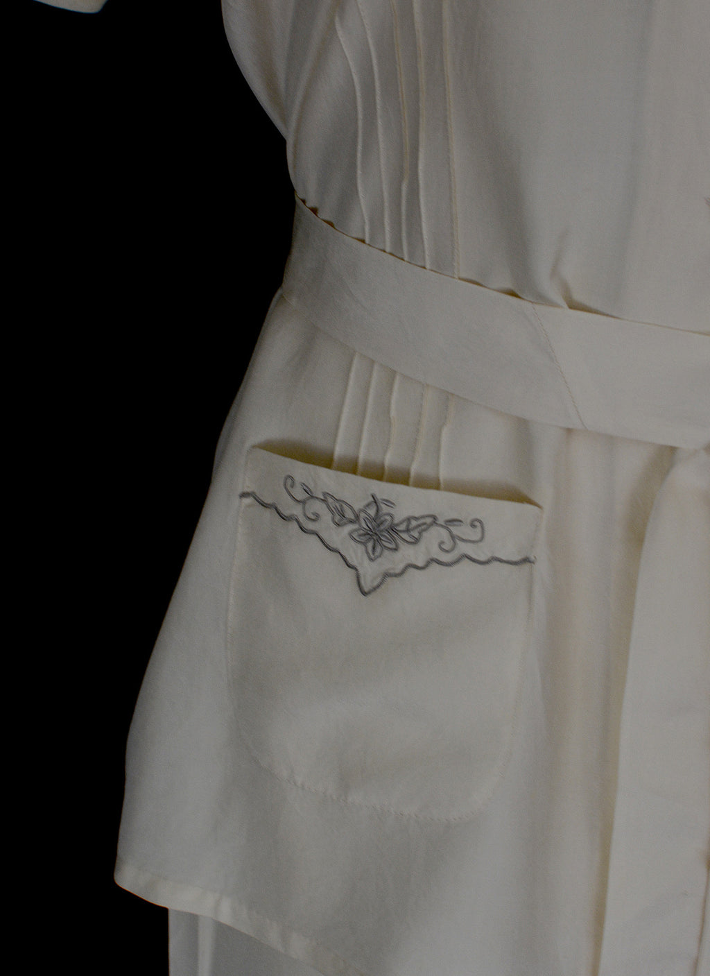 Vintage 1930s Ivory Silk Embroidered Pyjamas