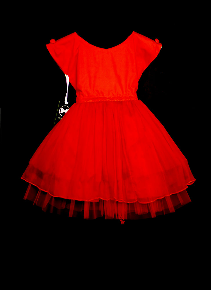 Rosey - Red Chiffon Girls Party Dress