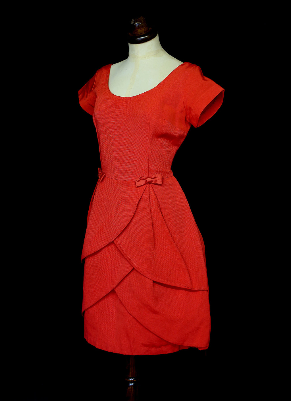 Vintage 1950s Red Grosgrain Dress