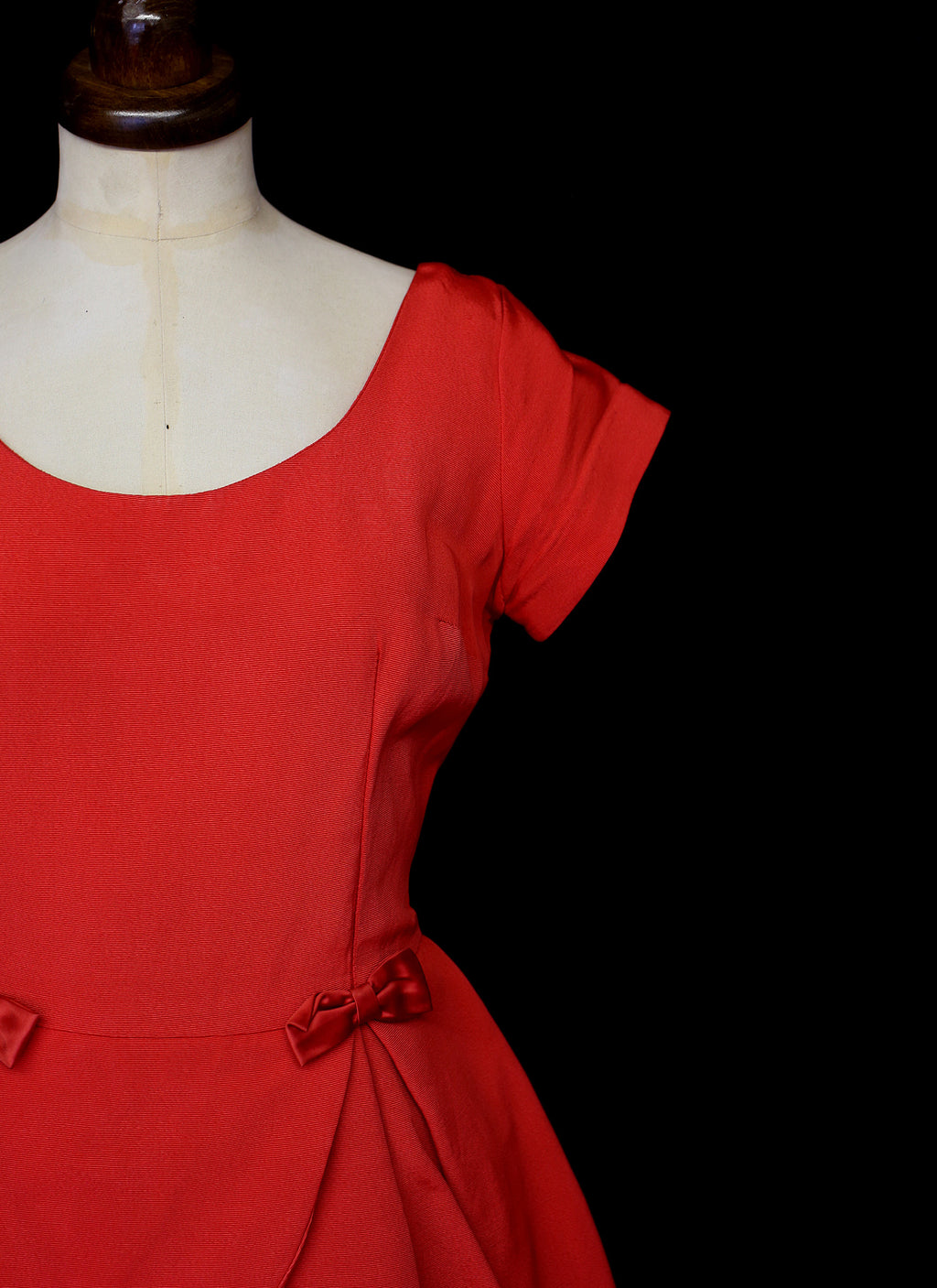 Vintage 1950s Red Grosgrain Dress
