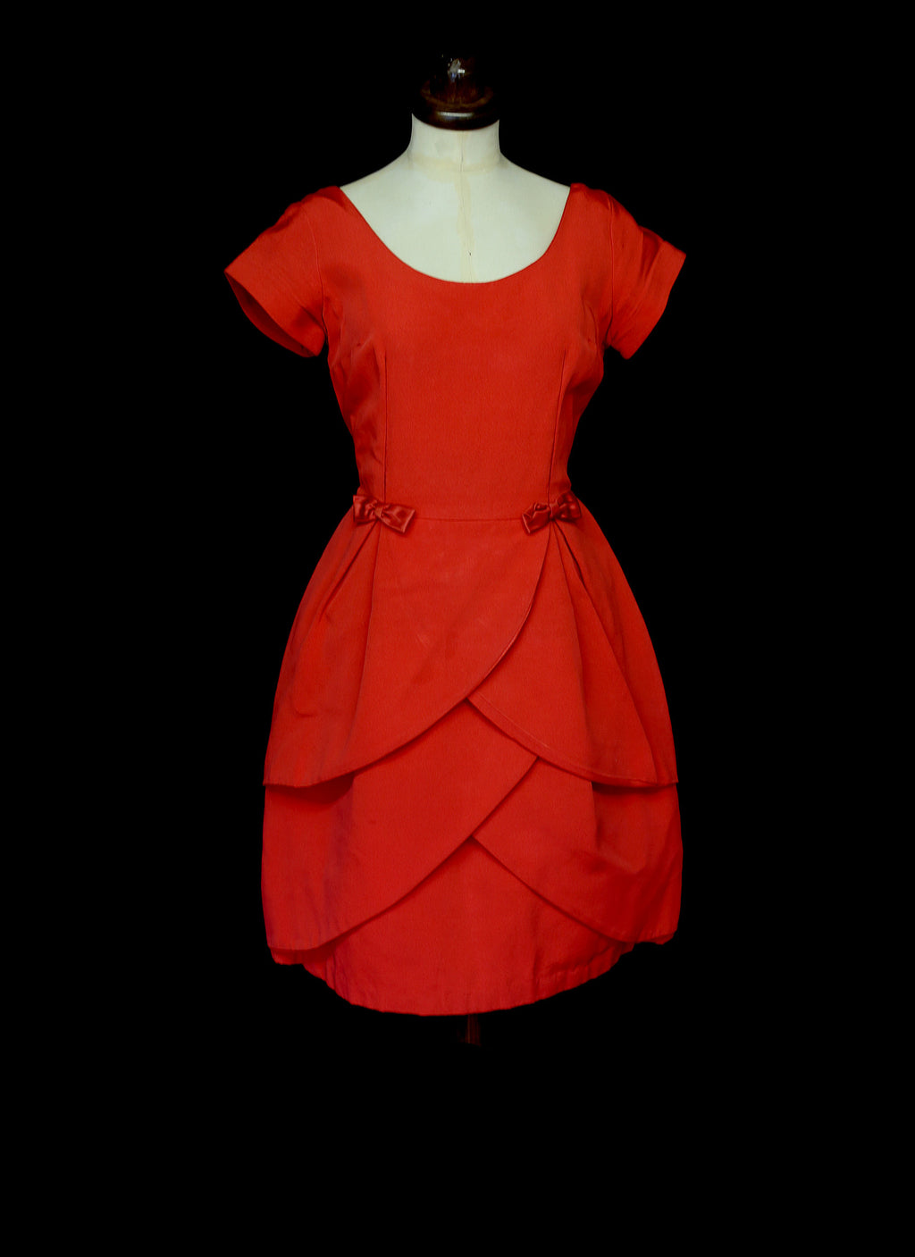 Vintage 1950s Red Grosgrain Dress