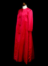 Vintage 1950s Red Satin Opera Maxi Coat