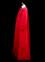 Vintage 1950s Red Satin Opera Maxi Coat