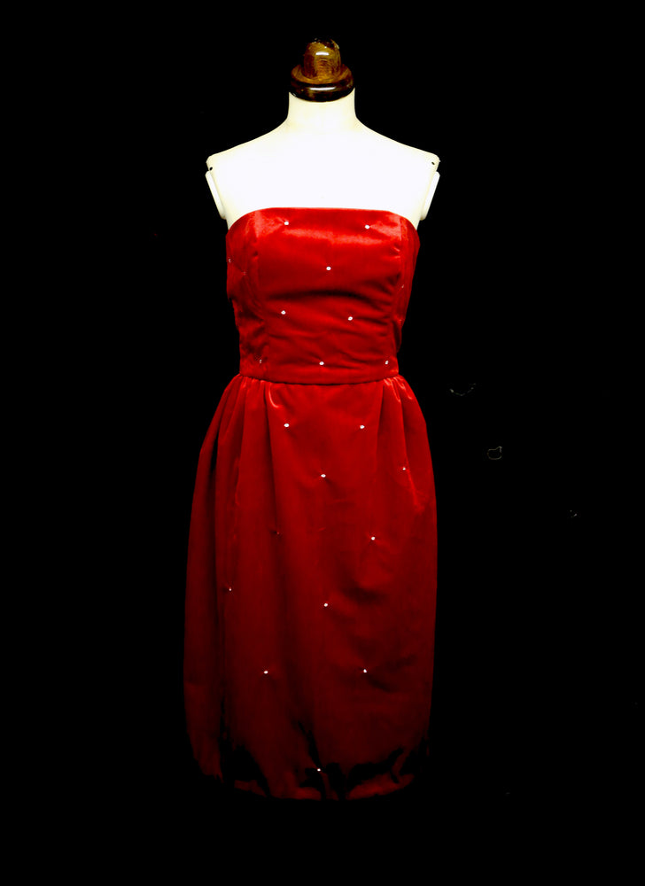 Crimson Red Velvet Cocktail Dress