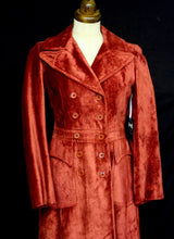 Vintage 1970s Red Velvet Midi Coat