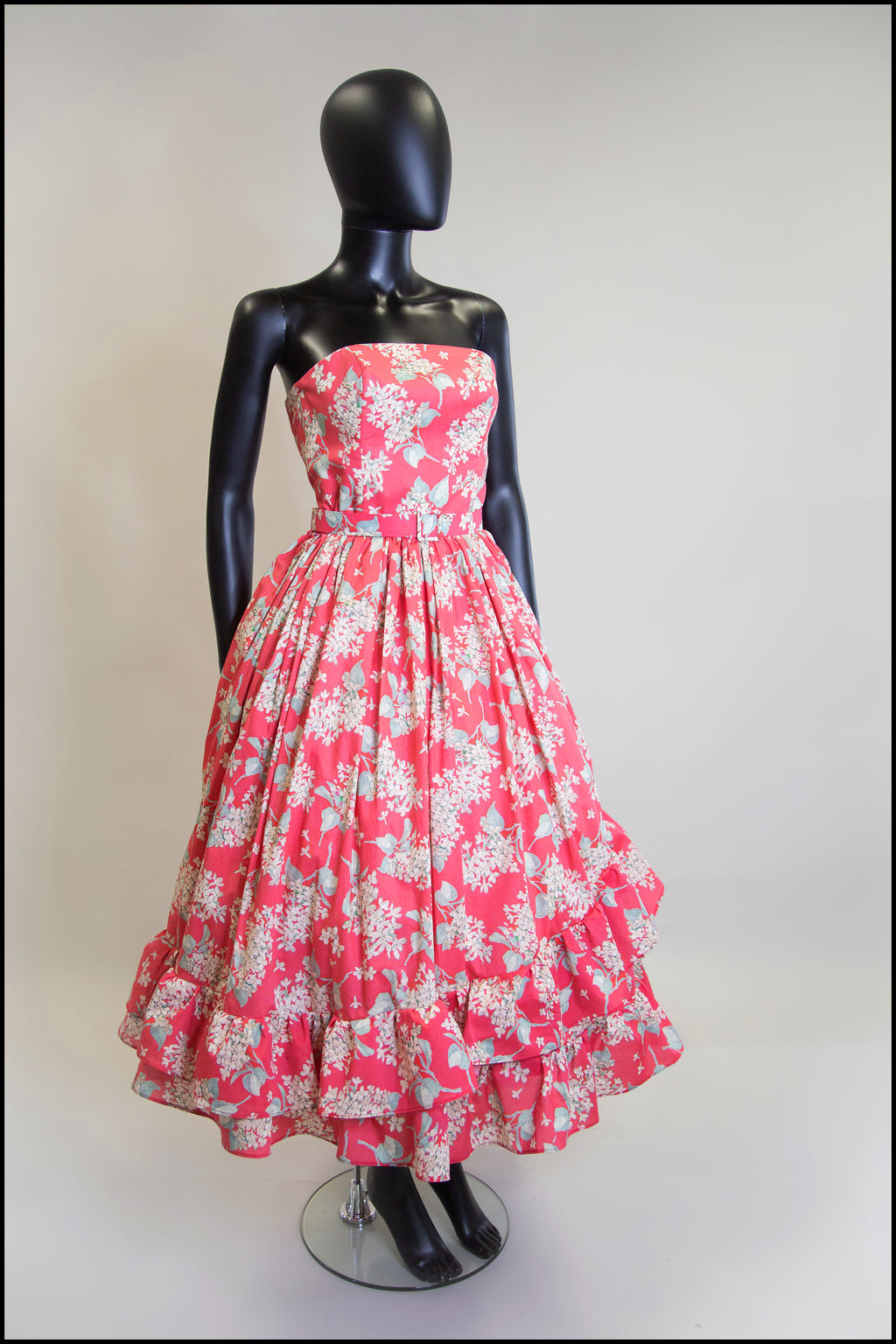 liberty print strapless ruffle dress alexandra king