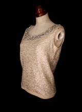 Vintage 1960s Iridescent Ivory Sequin Top