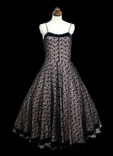 Vintage 1950s Black and Pink Lace Cocktail Dress