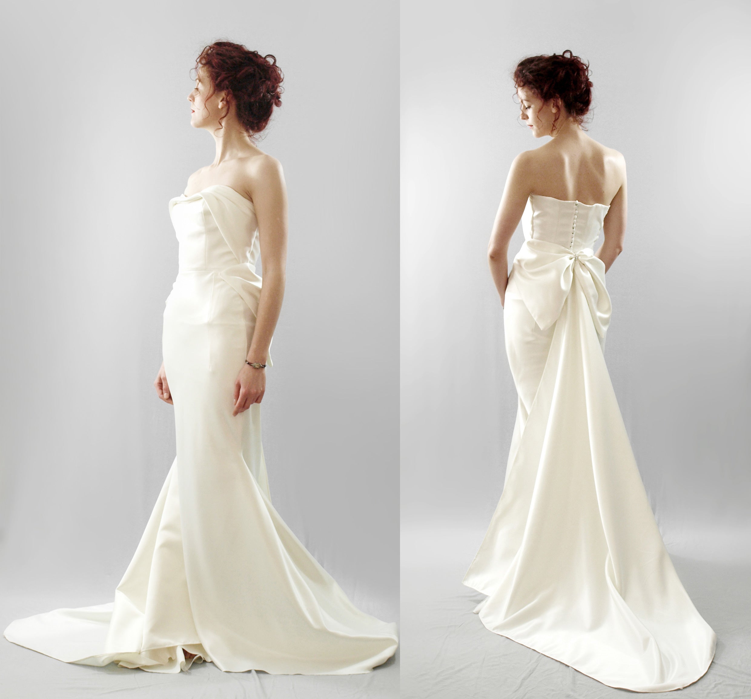 Swanson - Silk Satin Bow Back Hourglass Gown