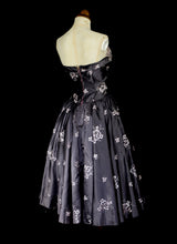 Vintage 1950s Grey Taffeta Cocktail Dress