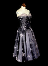 Vintage 1950s Grey Taffeta Cocktail Dress