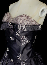 Vintage 1950s Grey Taffeta Cocktail Dress