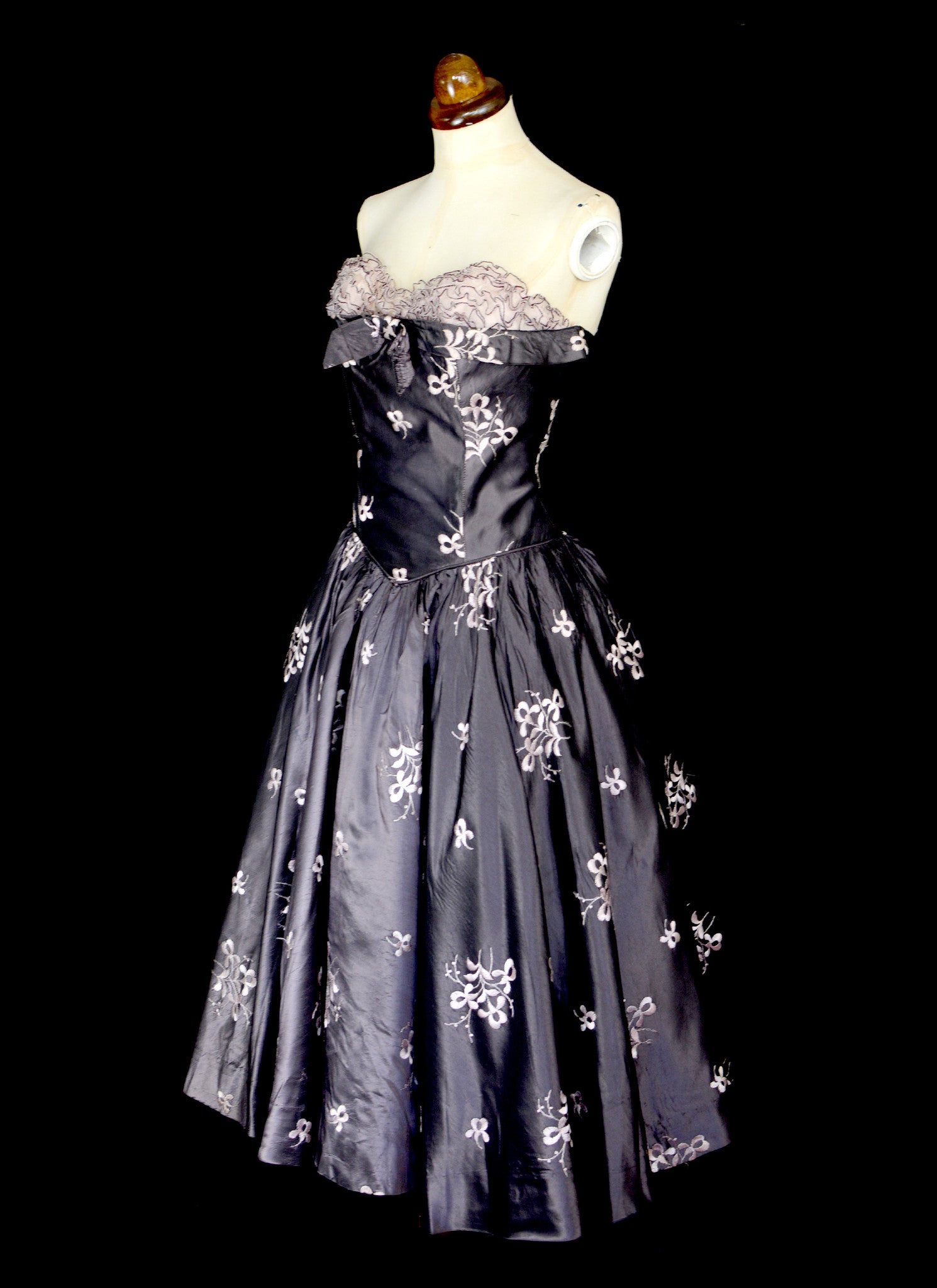 Vintage 1950s Grey Taffeta Cocktail Dress