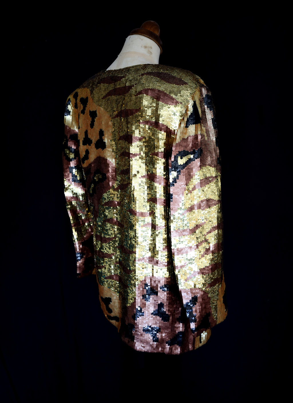 Vintage 1980s Gold Sequin Leopard Tiger Jacket