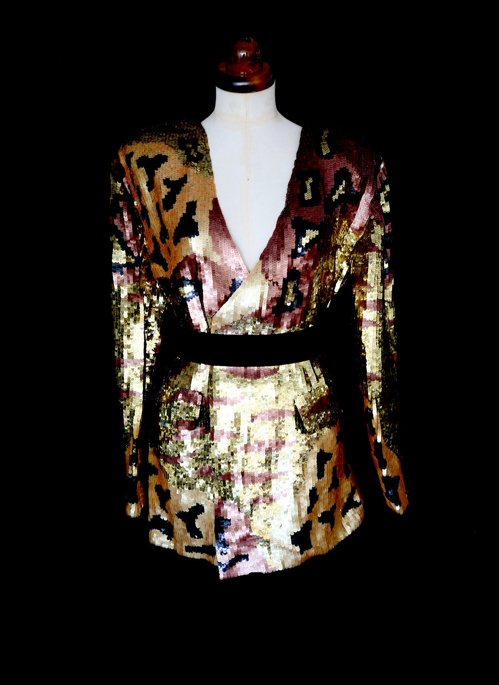 Vintage 1980s Gold Sequin Leopard Tiger Jacket