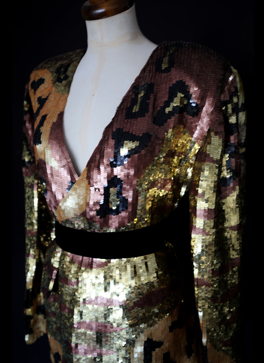 Vintage 1980s Gold Sequin Leopard Tiger Jacket