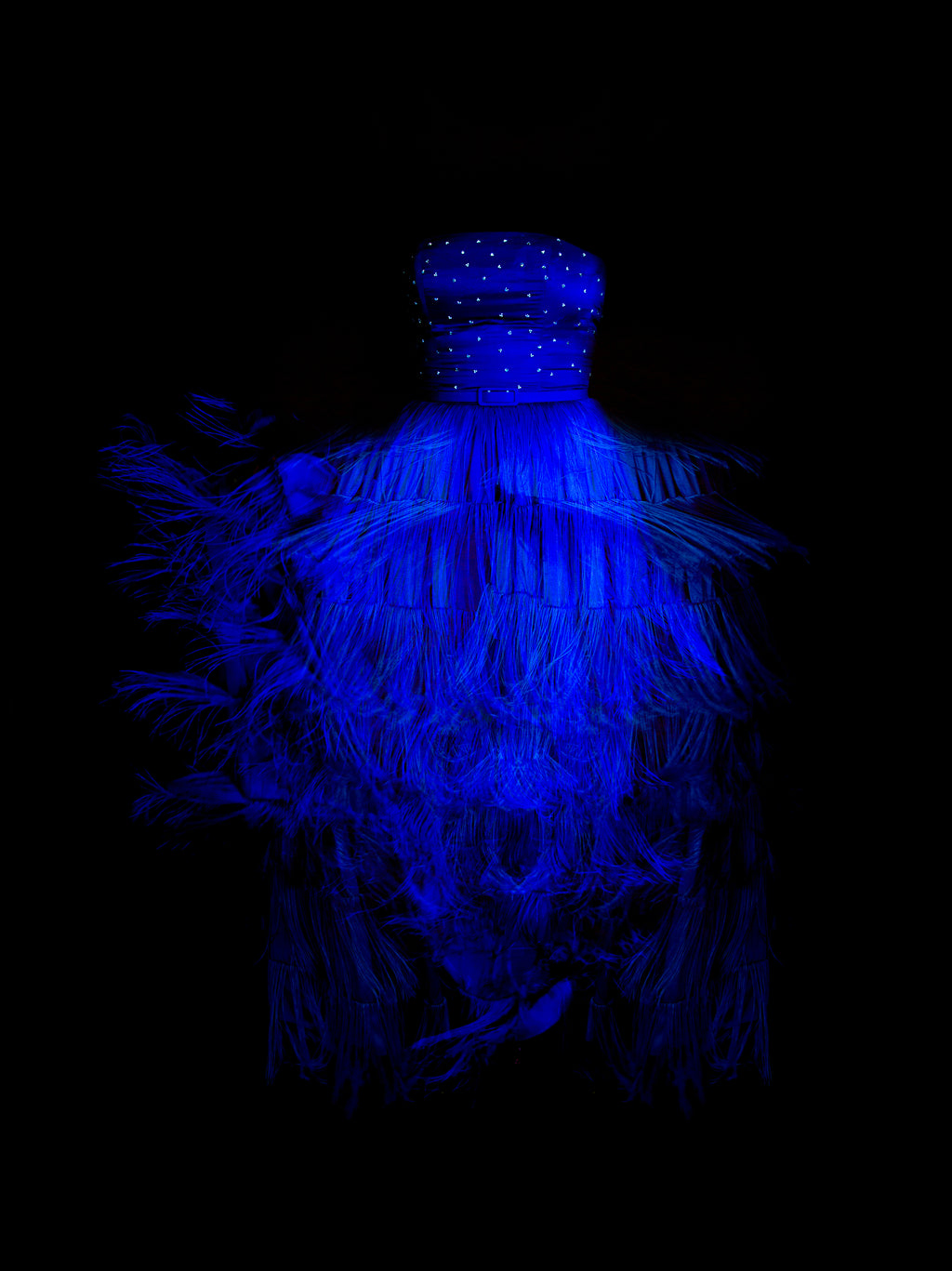 lapis blue silk fringed evening gown alexandra king