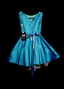 Saffie - Teal Silk Girls Party Dress