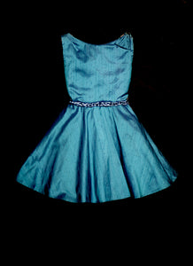 Saffie - Teal Silk Girls Party Dress