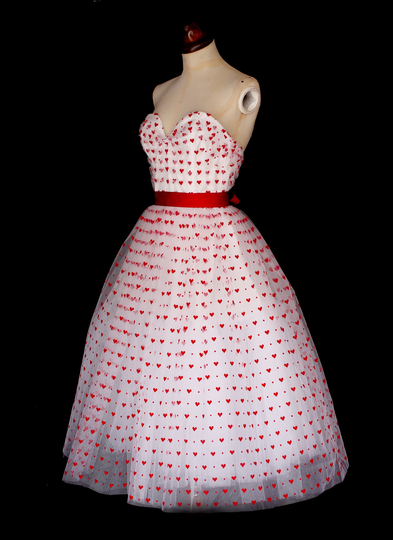 anne flocked heart tulle midi dress Francesca's Anne Flocked Heart Tulle Midi Dress