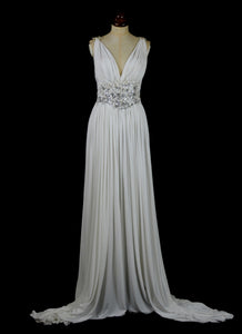 Venus - Draped Jersey Hand Beaded Star Gown - S