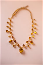 Vintage 1960s Amber Rhinestone Necklace
