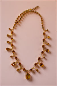 Vintage 1960s Amber Rhinestone Necklace