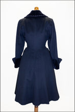 Vintage 1950s Black Wool Velvet Princess Coat