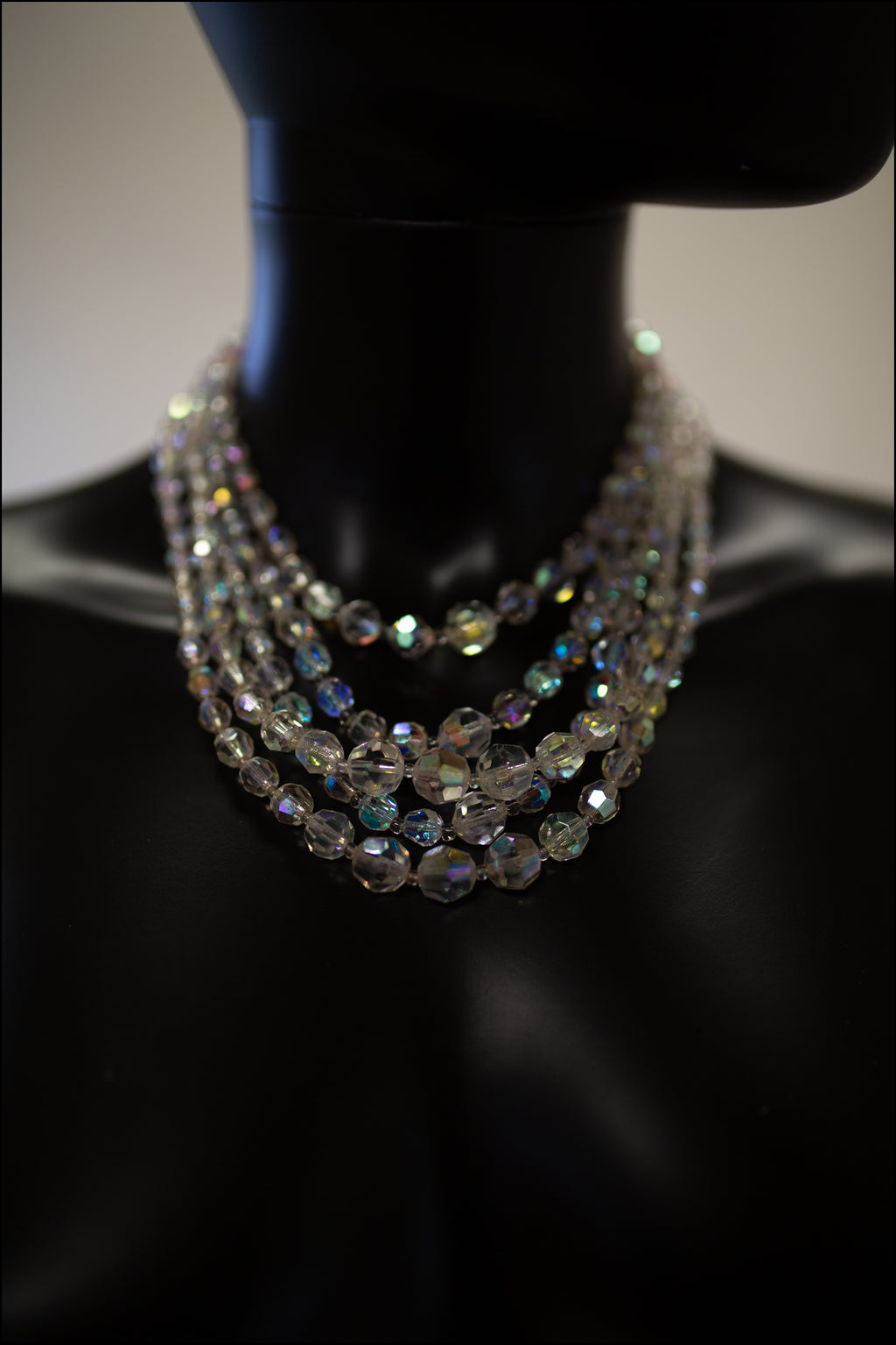 Vintage 1960s Crystal 3 Strand Necklace