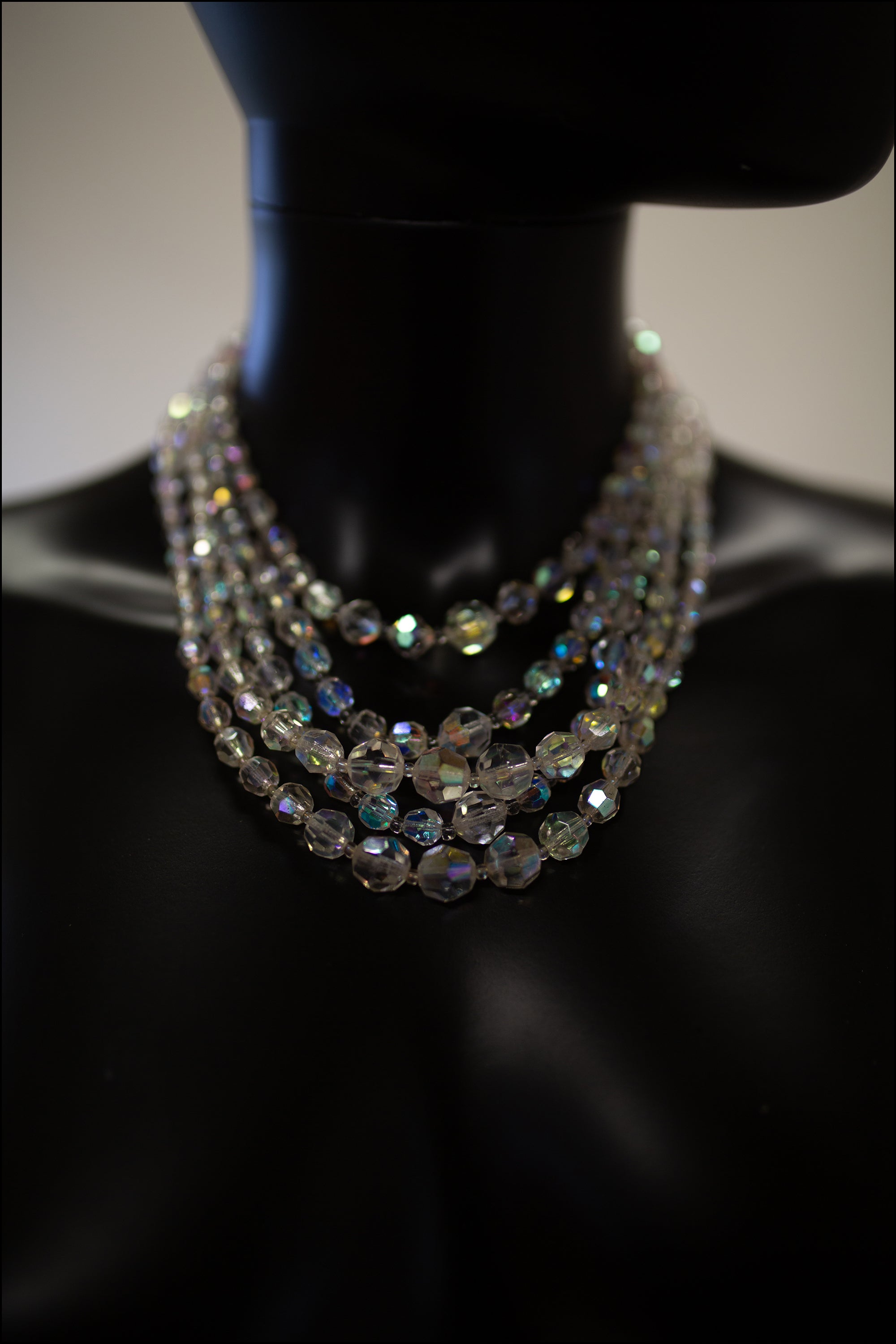 Vintage 1960s Crystal 3 Strand Necklace