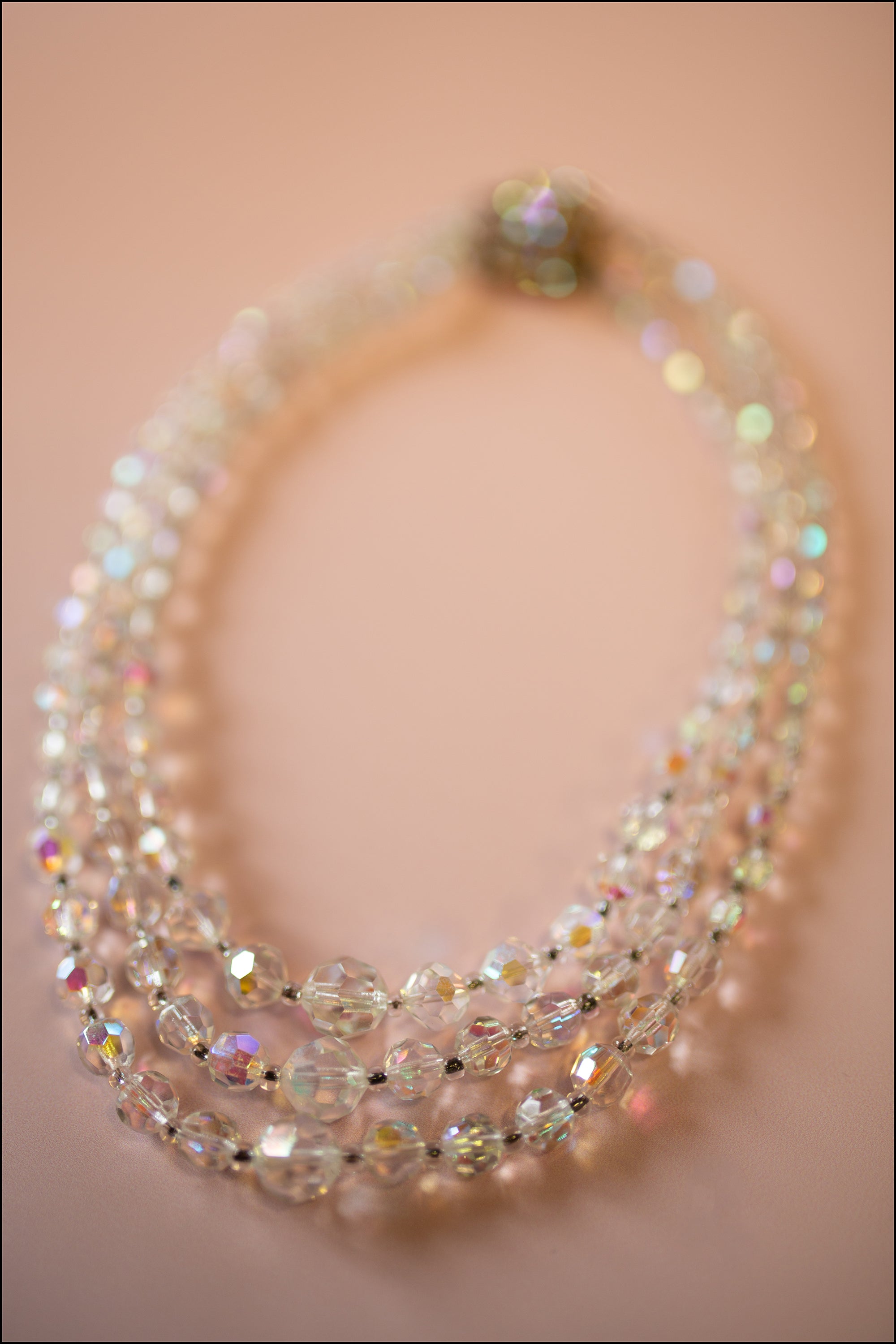 Vintage 1960s Crystal 3 Strand Necklace