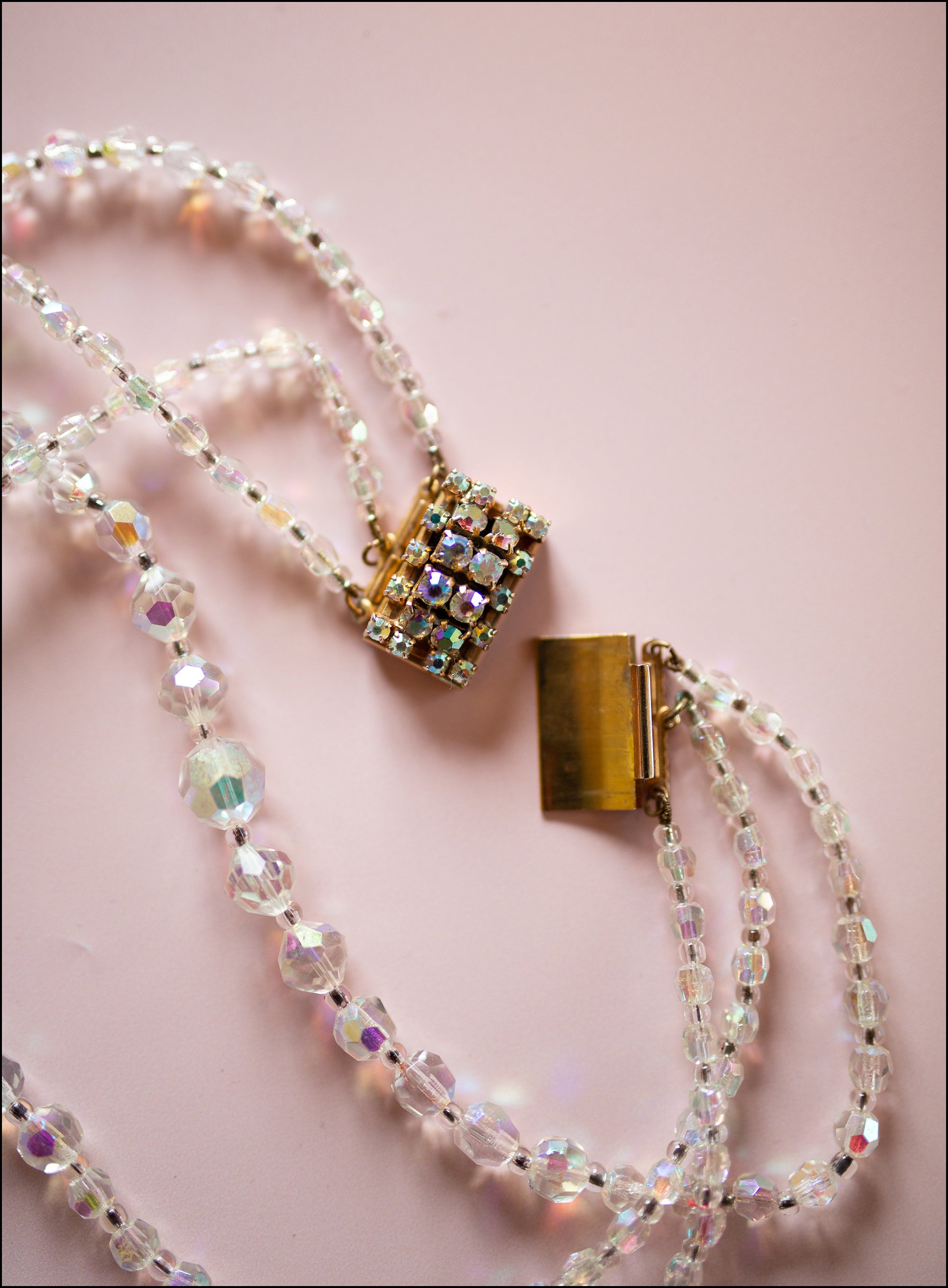 Vintage 1960s Crystal 3 Strand Necklace