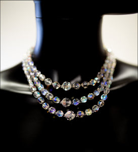 Vintage 1960s Crystal 3 Strand Necklace