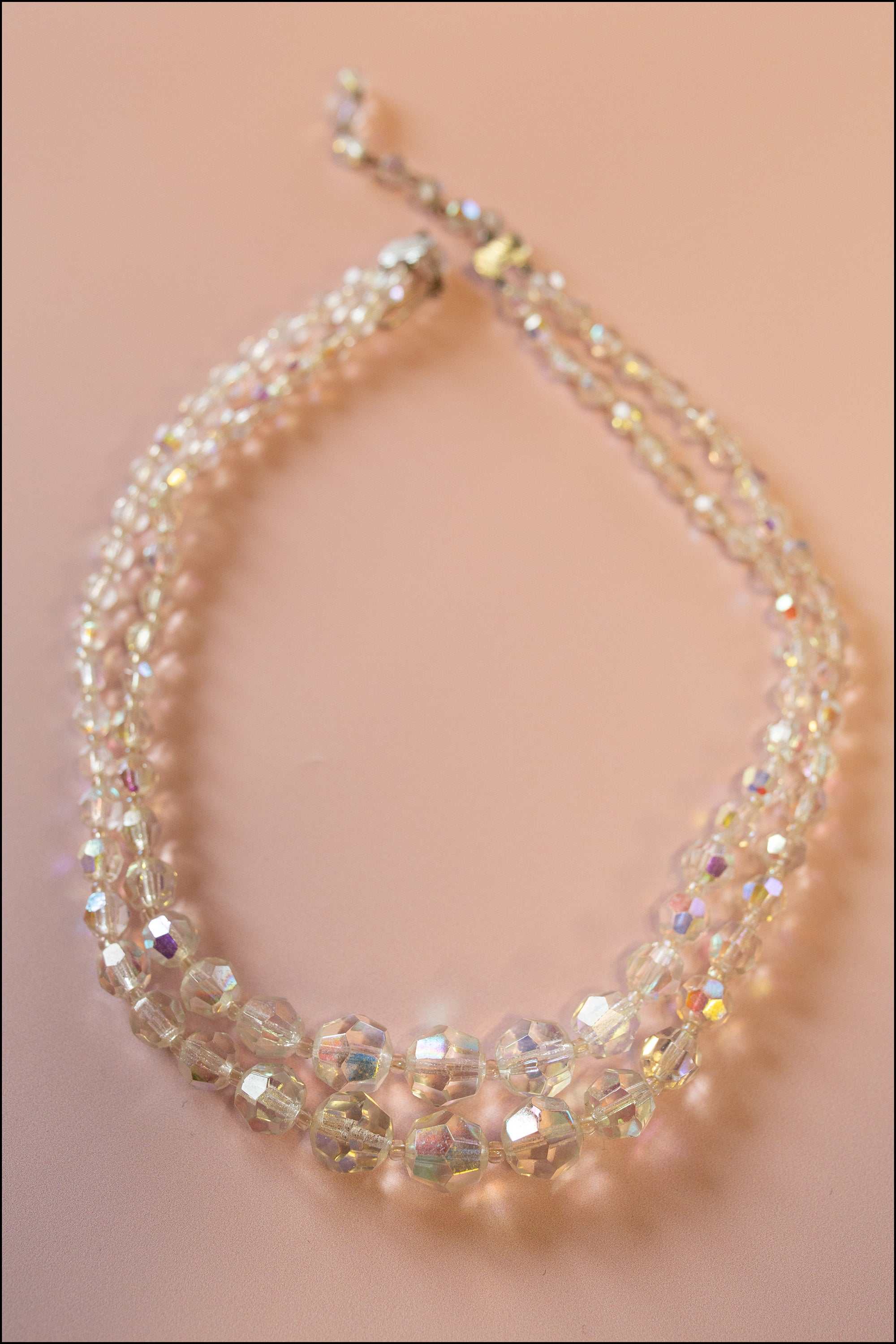 Vintage Crystal Aurora Borealis Faceted 5 Strand Necklace 1950's – Darias  Accents