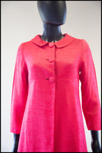 Vintage 1960s Raspberry Pink Silk Maxi Coat