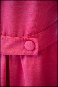 Vintage 1960s Raspberry Pink Silk Maxi Coat