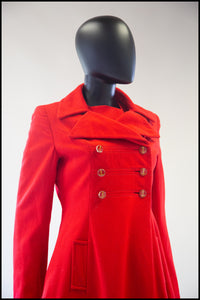 Vintage 1960s Red Wool Mini Dress and Coat Suit