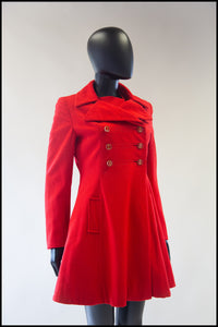 Vintage 1960s Red Wool Mini Dress and Coat Suit