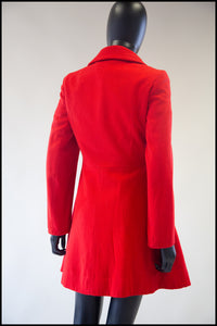 Vintage 1960s Red Wool Mini Dress and Coat Suit